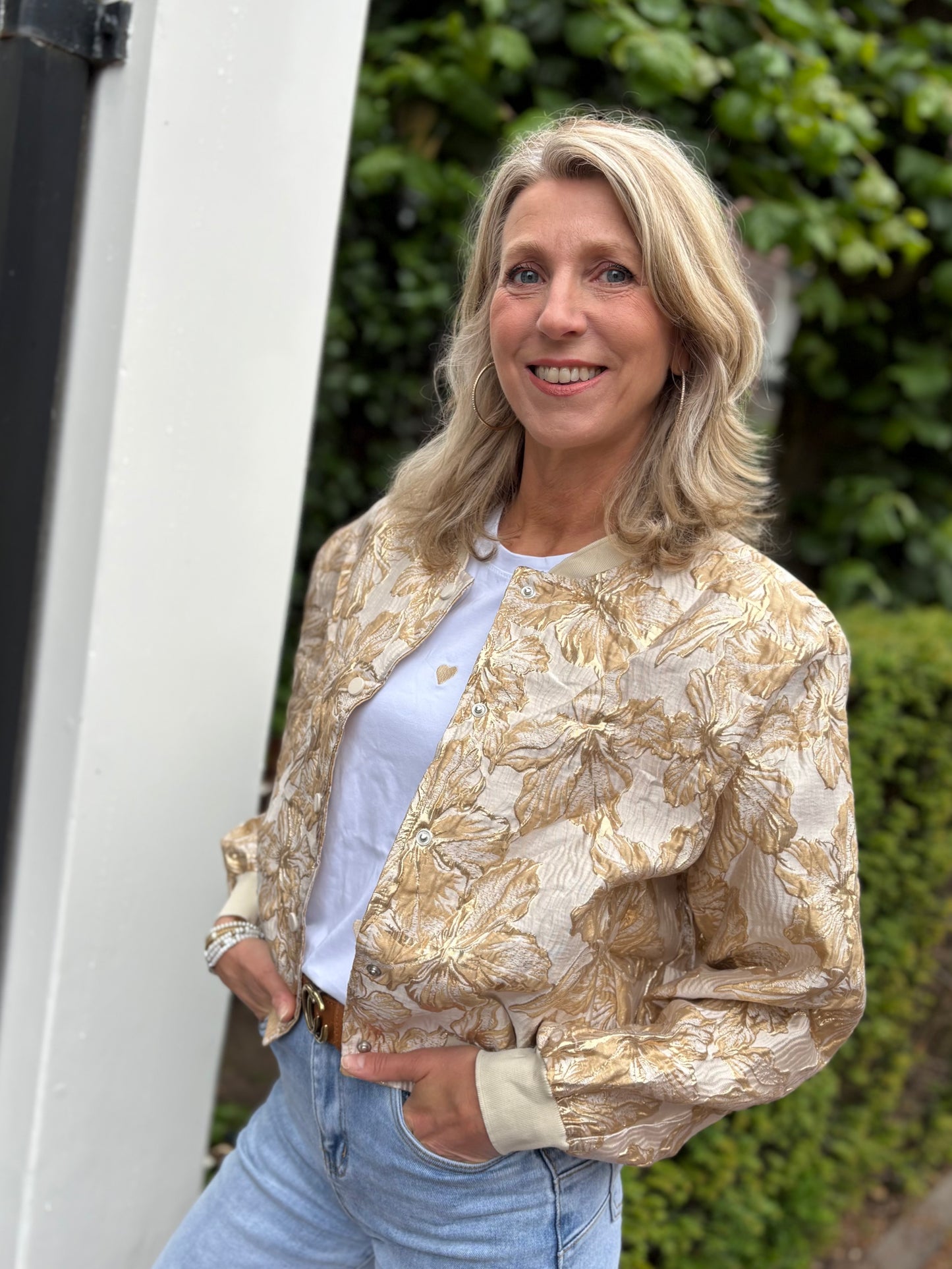 Flamant Rose bomberjack Bloem zand/goud