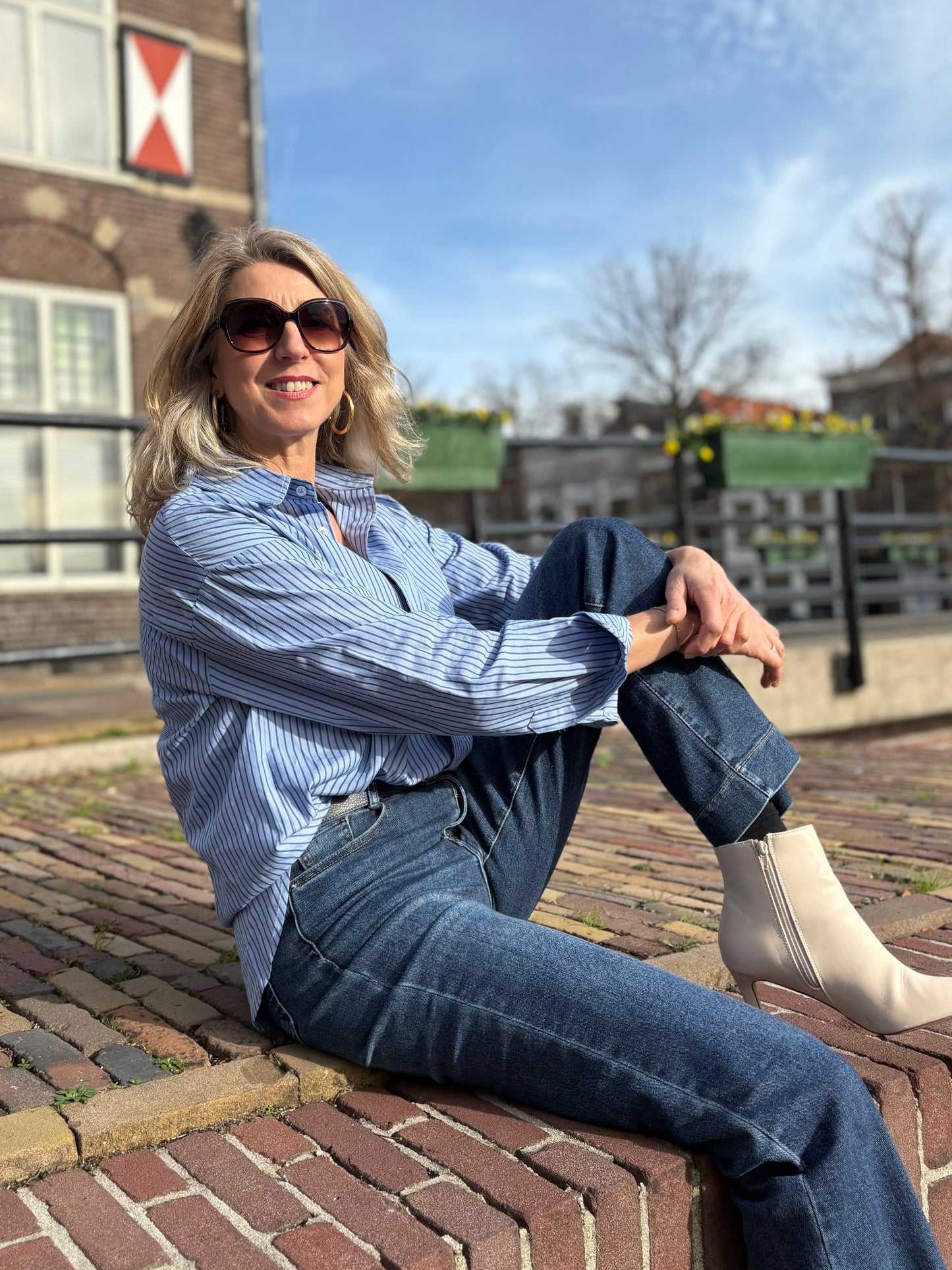 Drôle de Copine blouse streep blauw