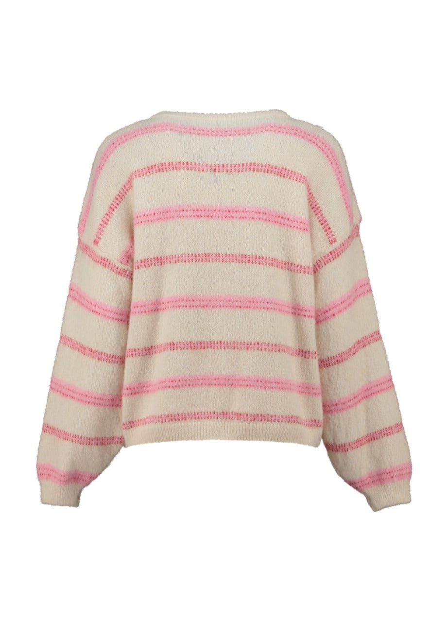 HL trui Uneen white/pink stripe