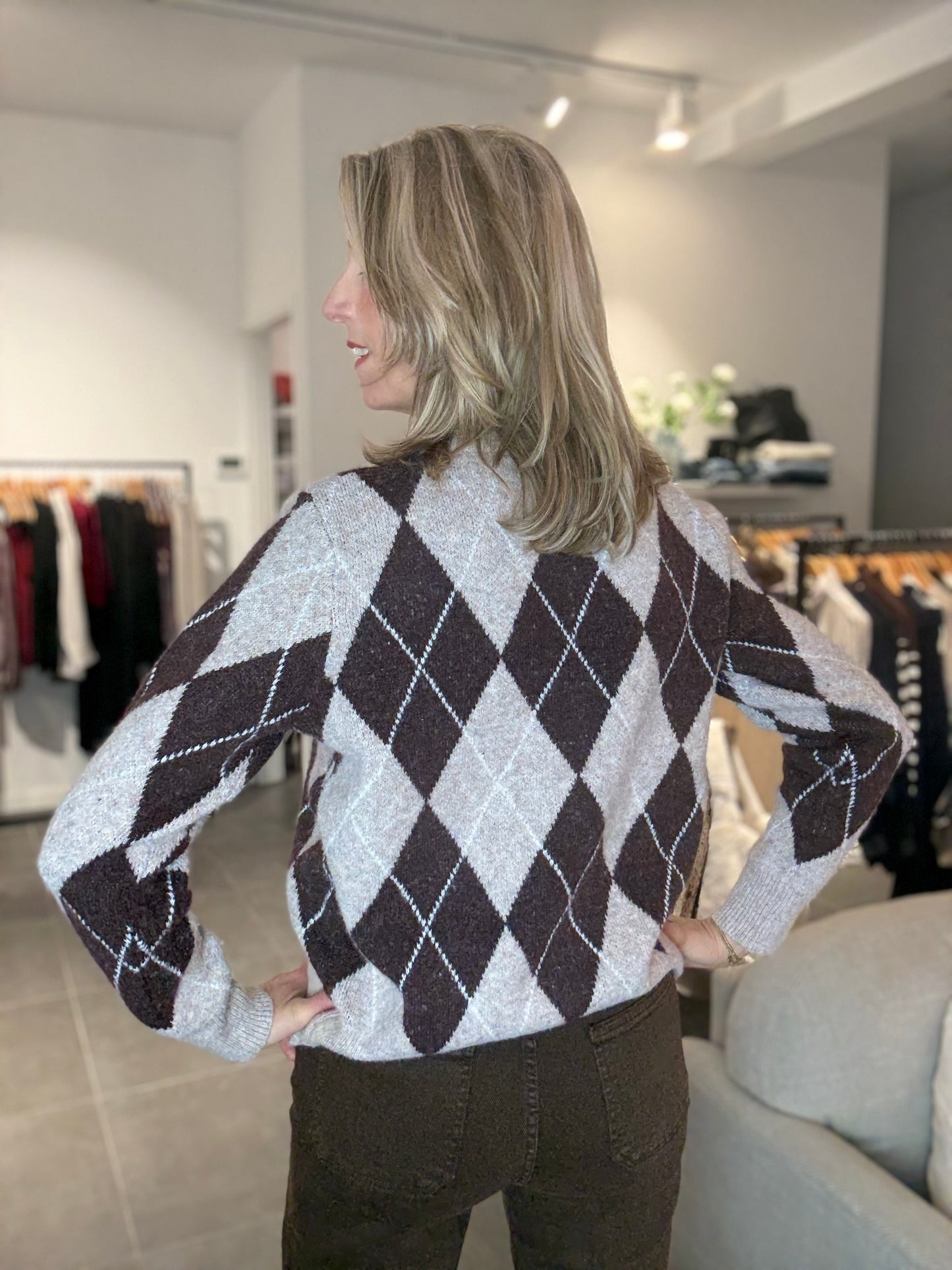 Laetitia Mem vest ruit bruin/beige