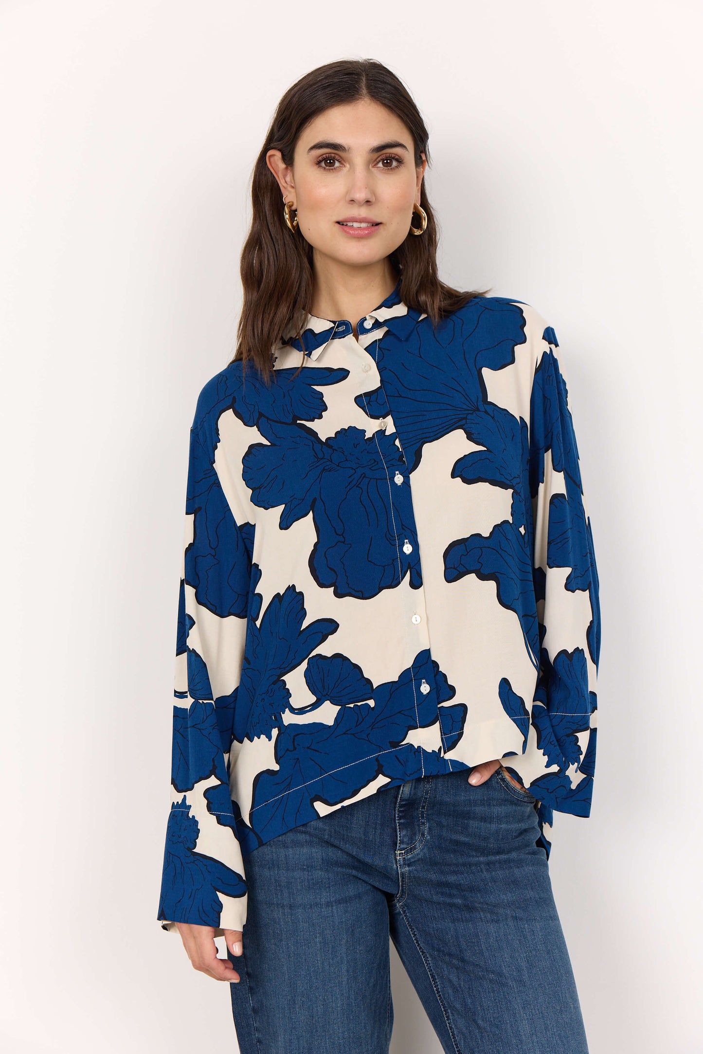 Soyaconcept blouse Vigdis 2 korenblauw/ecru