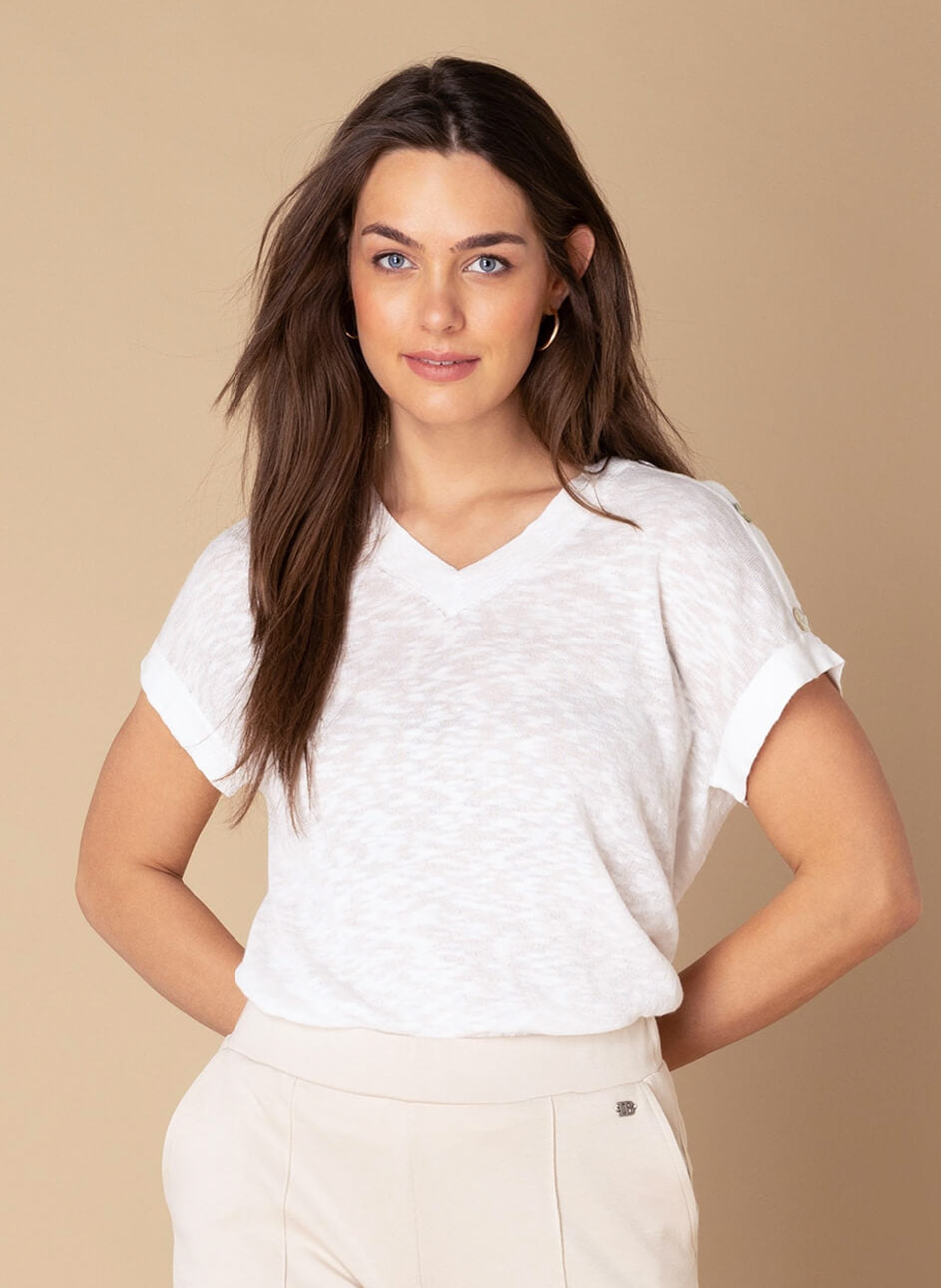 Top met V-hals in offwhite van Ivy Beau