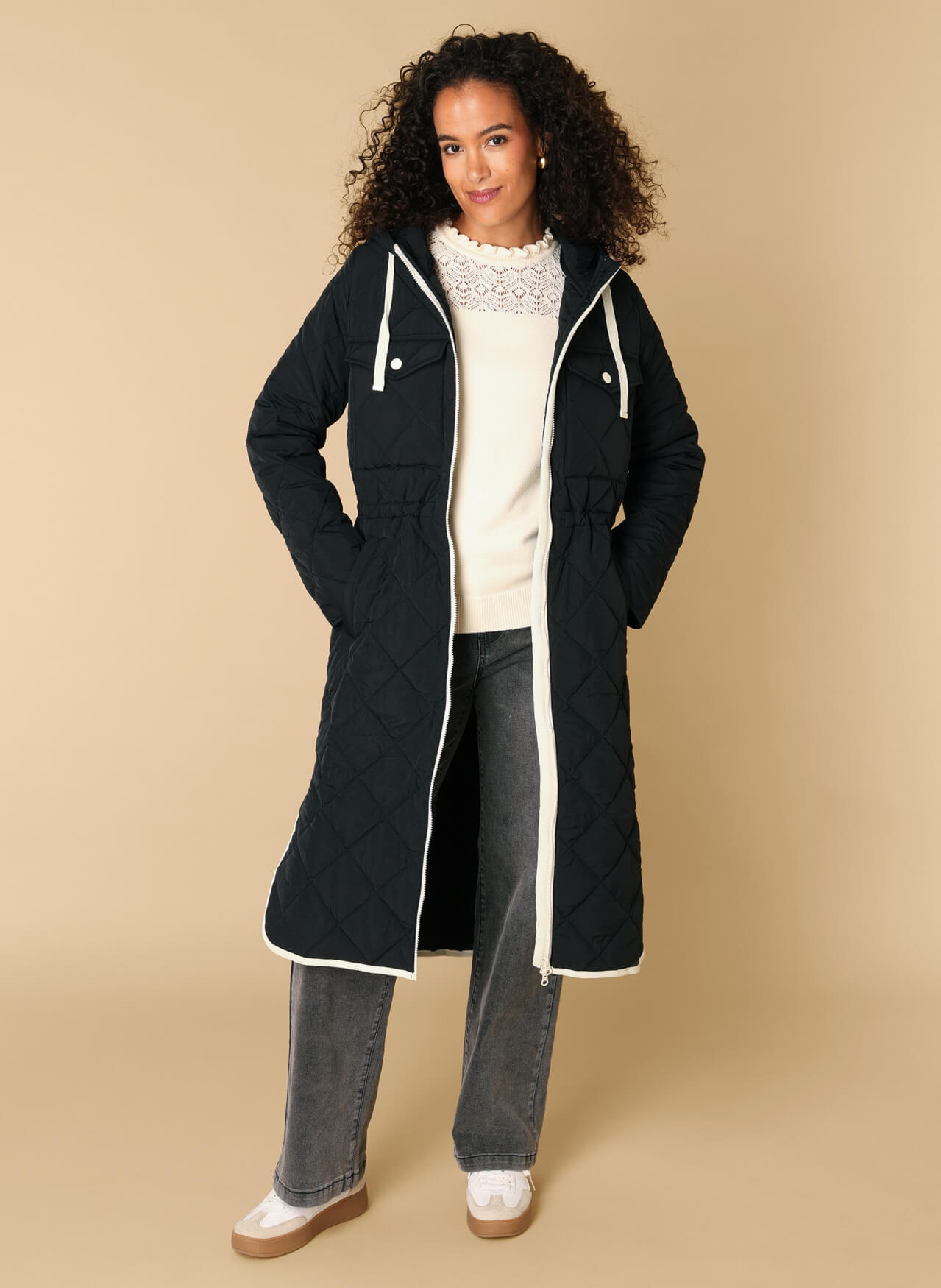 Ivy Beau jas Roya black/cream