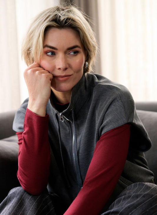 Ivy Beau gilet Alysia dark grey mealnge