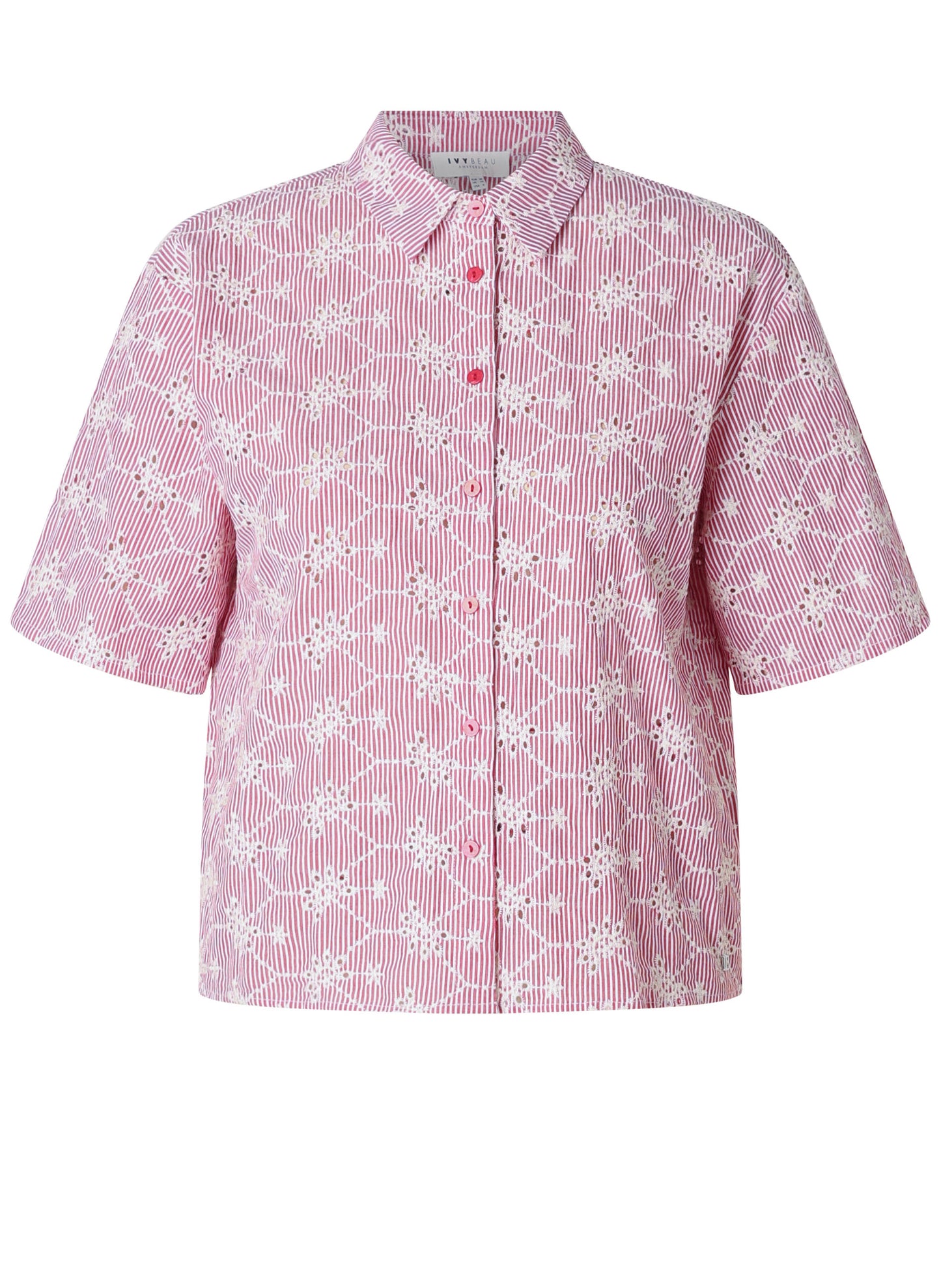 Ivy Beau blouse Grada stone red/white