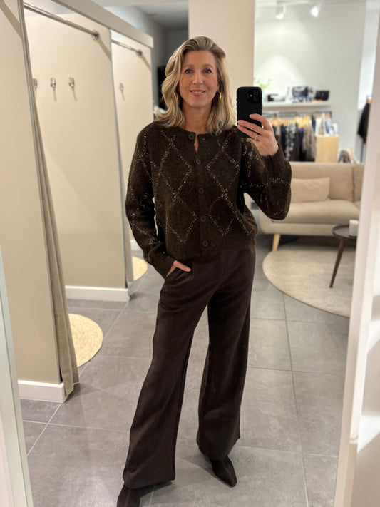 Myraclex vest sparkle ruit bruin/zilver