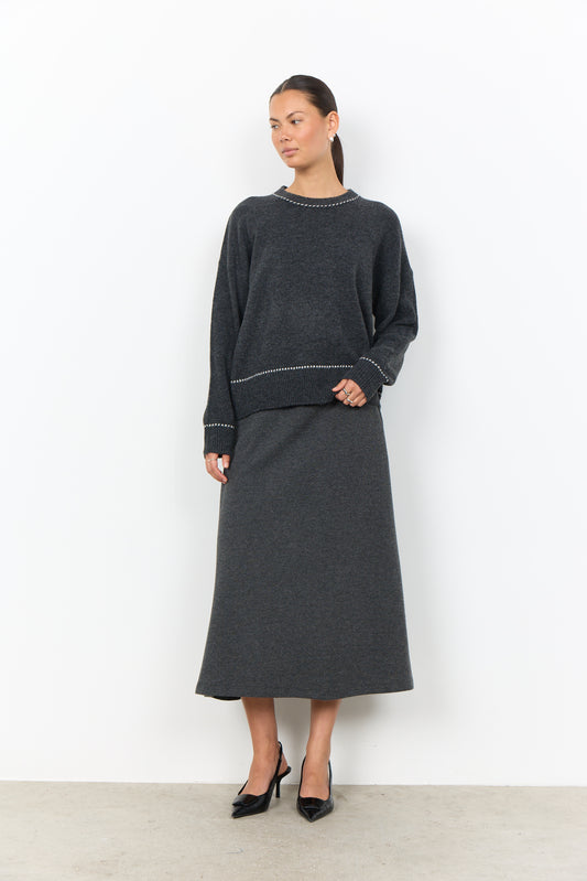 Soyaconcept trui Orlean 18 donkergrijs/offwhite