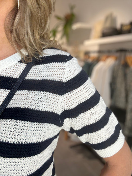 Freequent trui streep Dodo offwhite/navy blazer