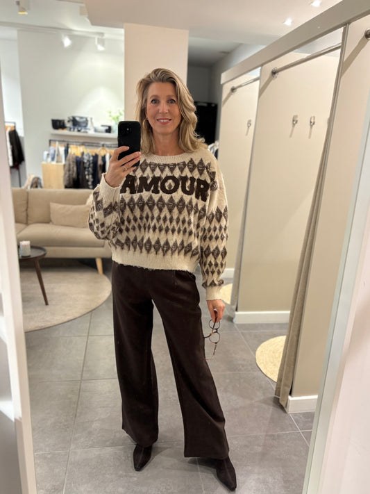 Jubylee Noorse trui Amour bruin/beige