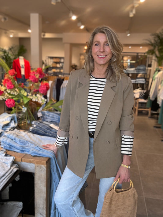 Drôle de Copine longsleeve streep creme/zwart