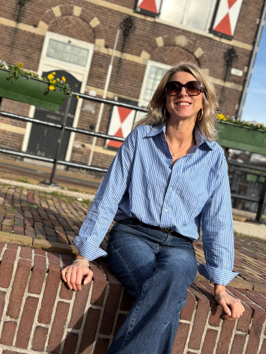 Drôle de Copine blouse streep blauw