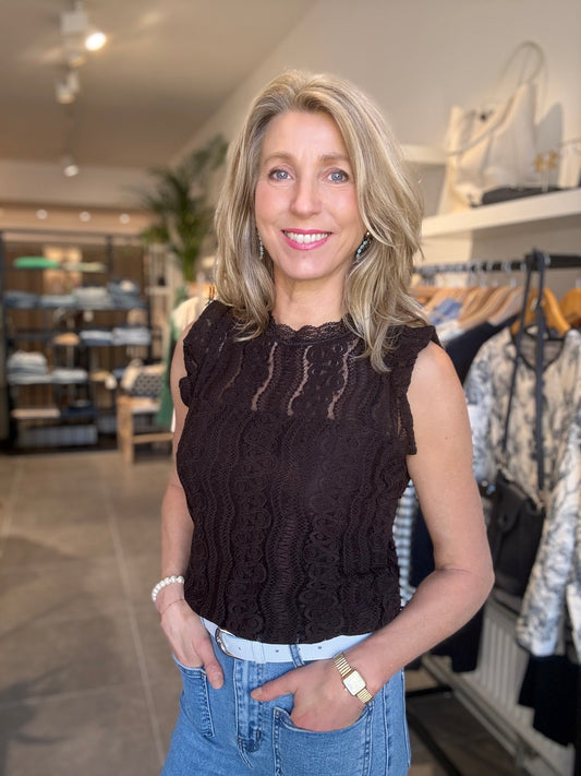 Mi Piace kanten top 202486 espresso