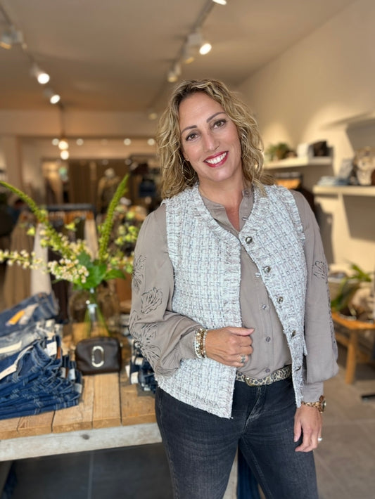 C&S gilet Gaby moon rock/color mix