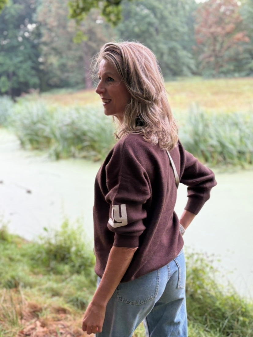 Flamant Rose trui NY bruin/creme