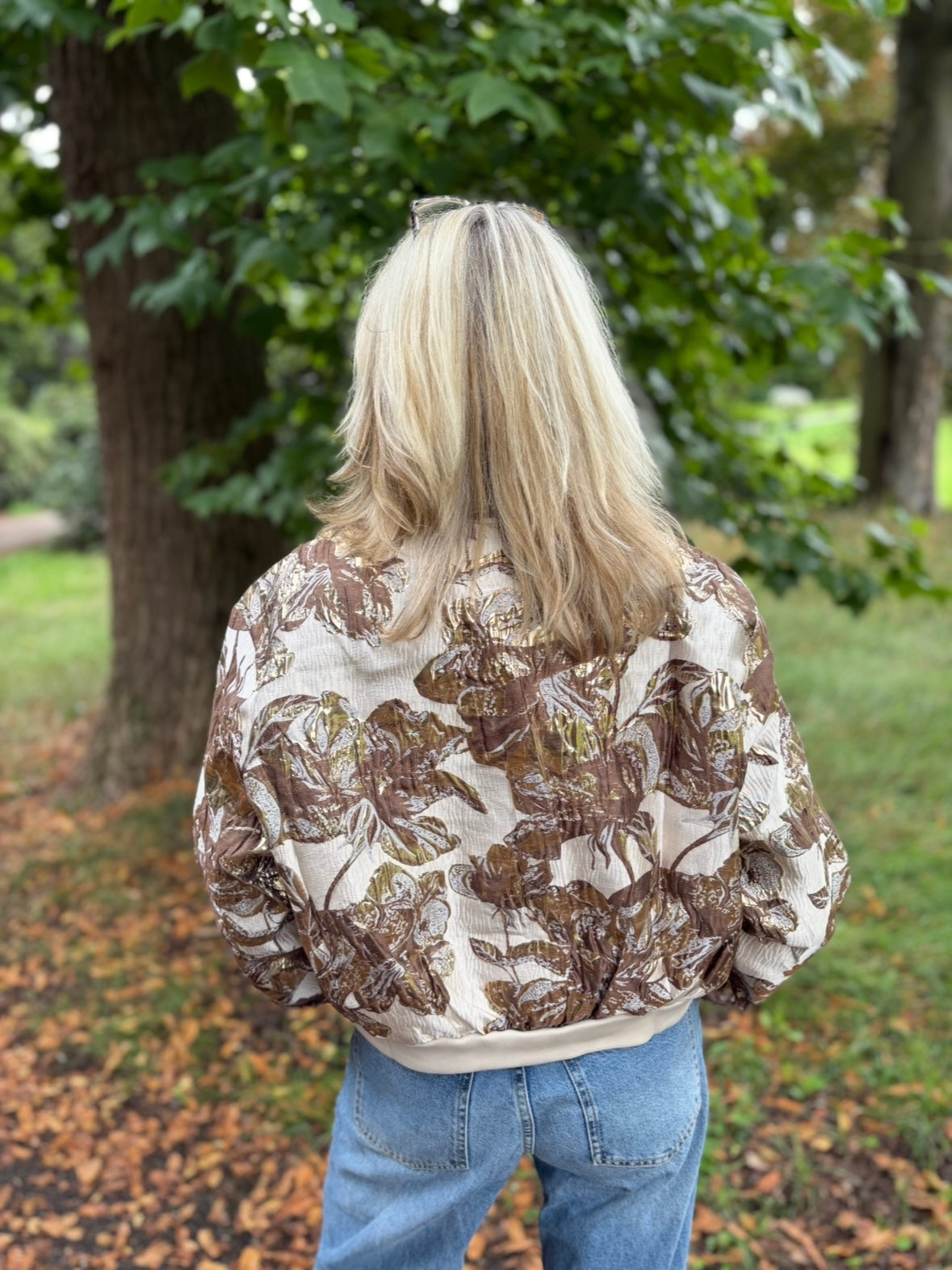Papillone bomber bloem bruin/goud