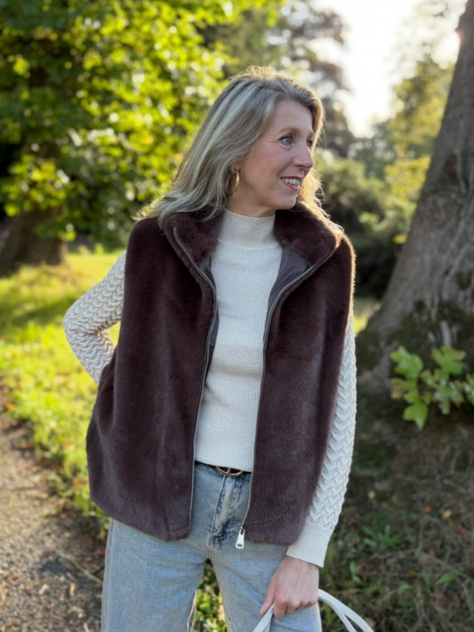 Bella gilet imitatiebont bruin