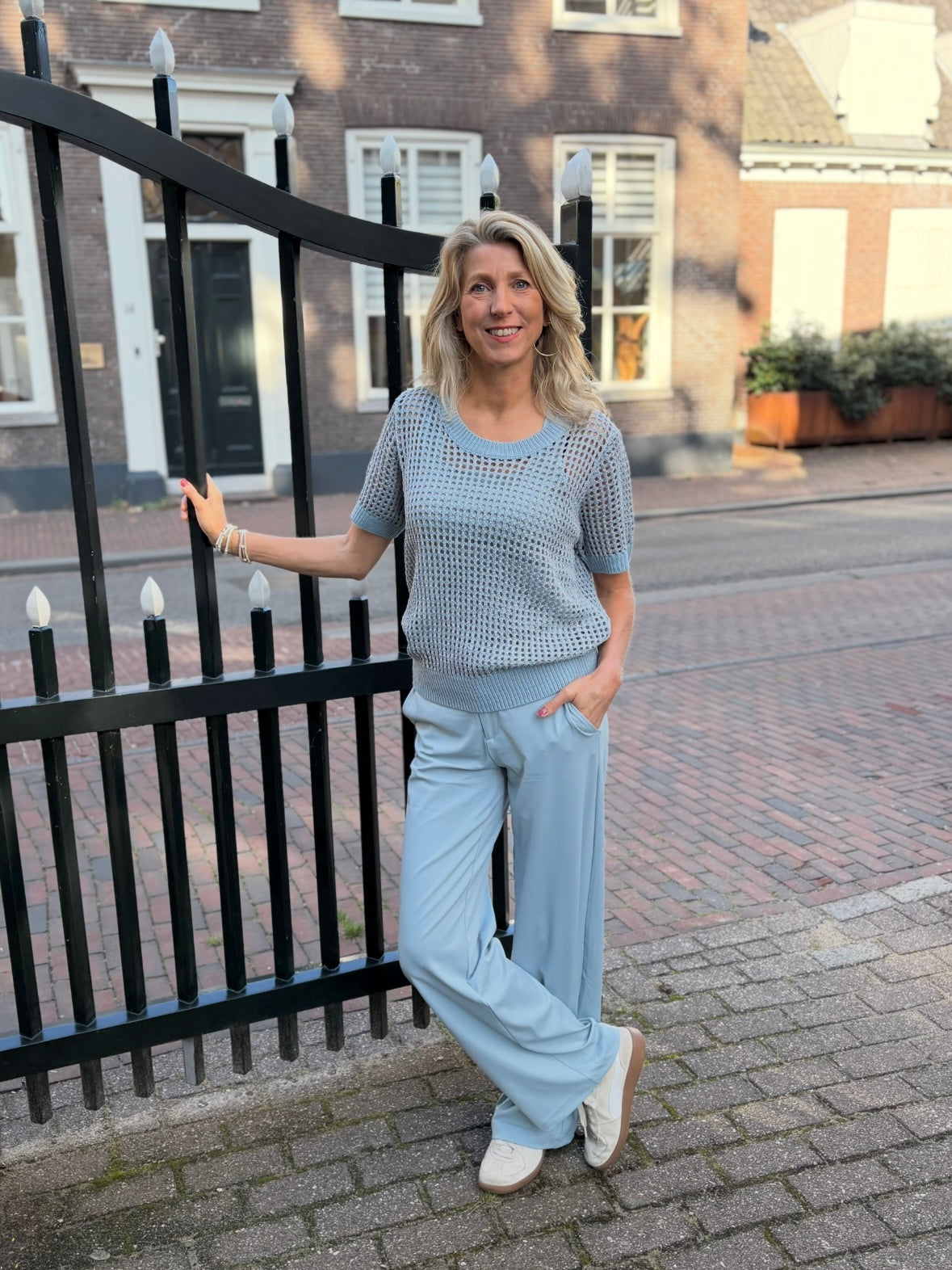 C&S trui Annabelle knit stone blue/silver