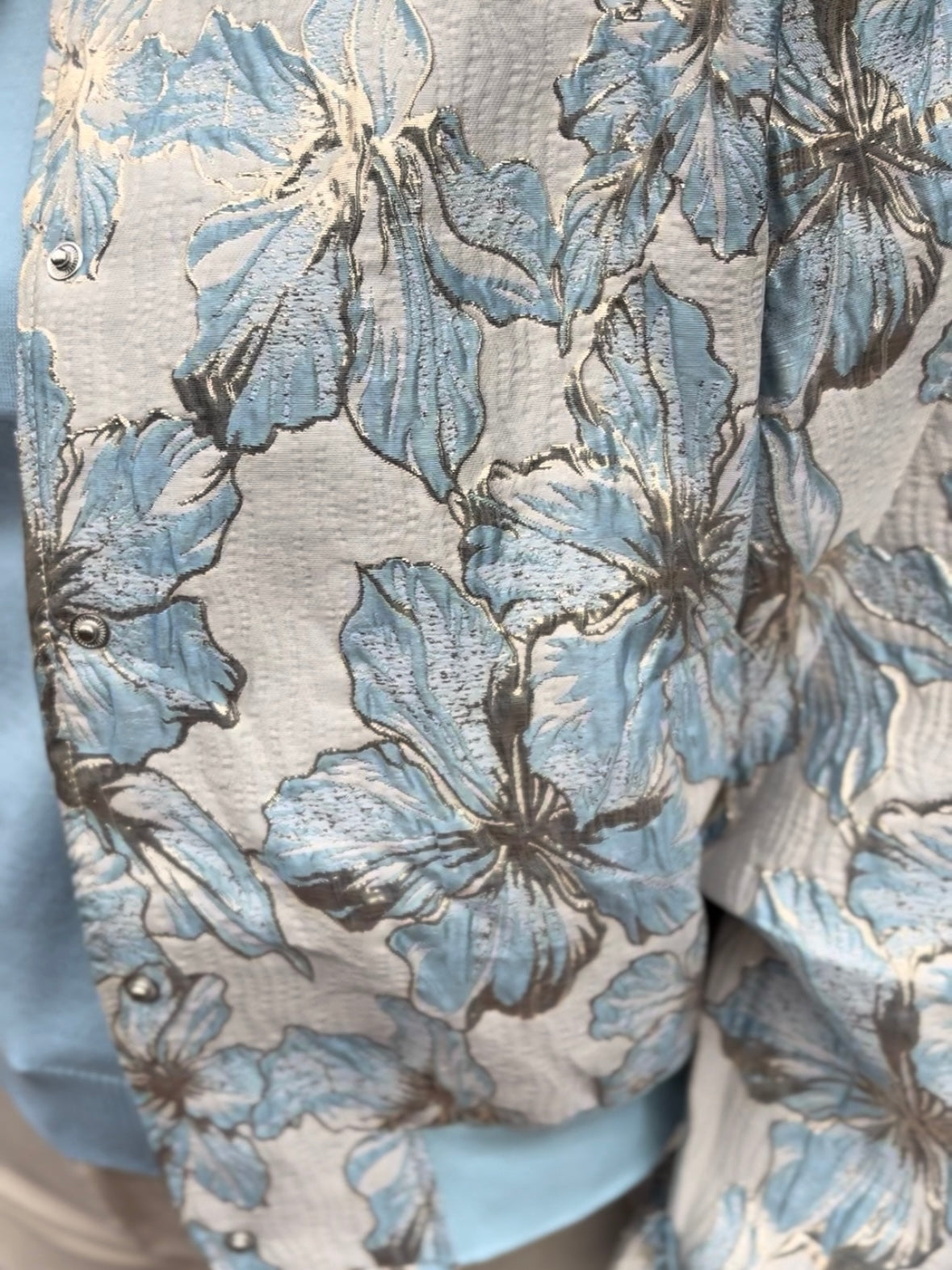 Flamant Rose bomberjack Bloem lichtblauw/goud