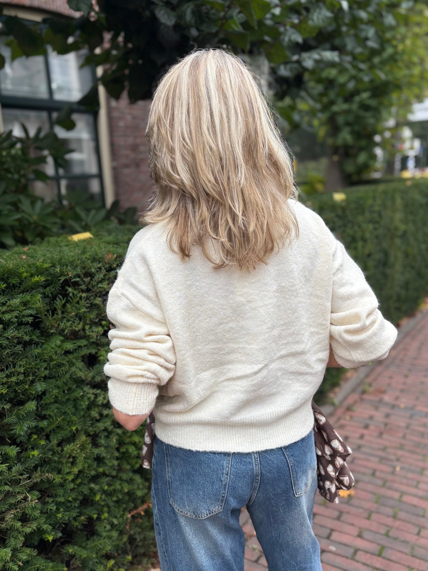 Musy Muse trui borduur ankertjes creme/goud