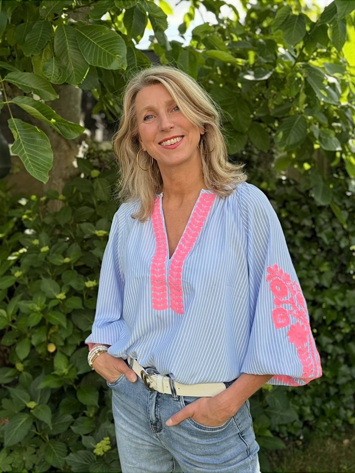 JS Millenium top Ibiza blue/fluor pink