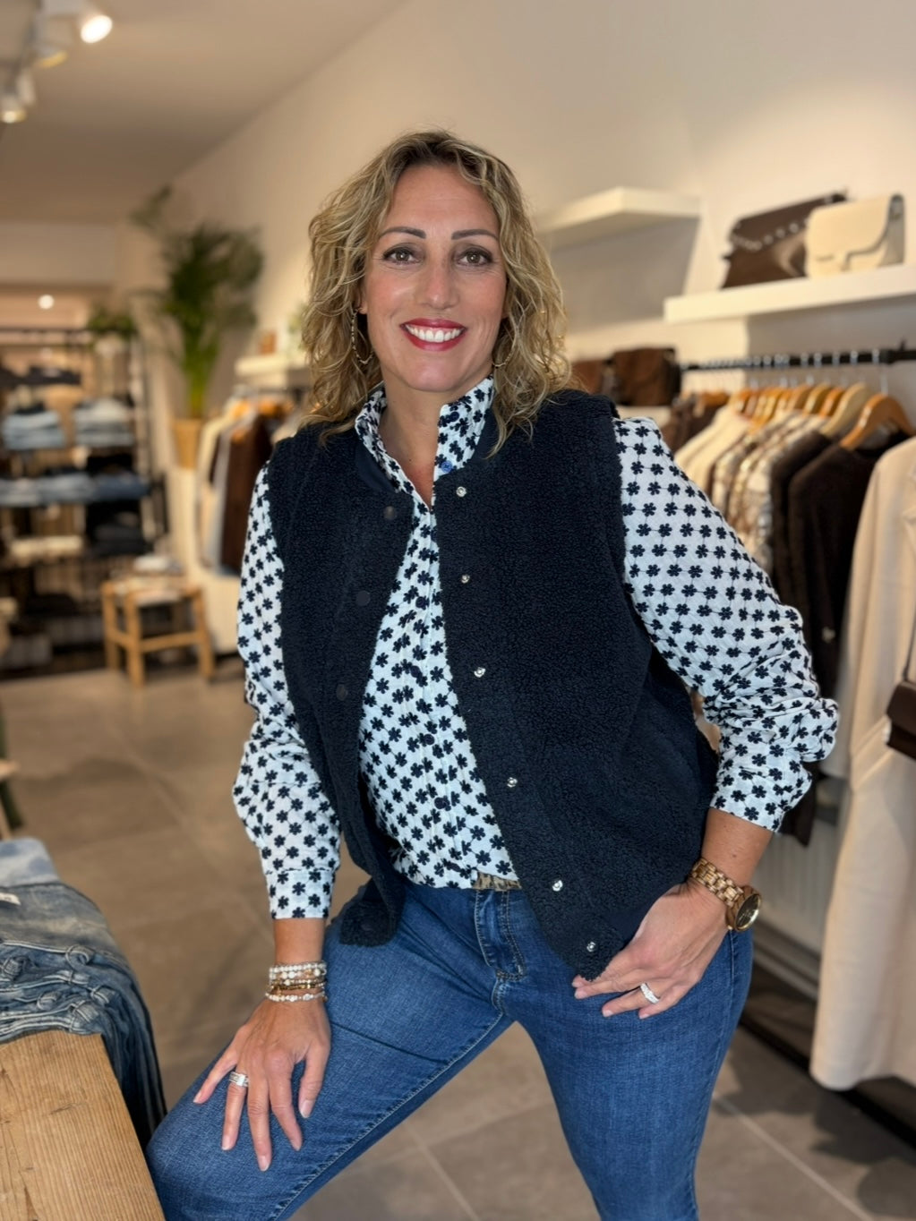 C&S blouse Louisa offwhite/midnight blue