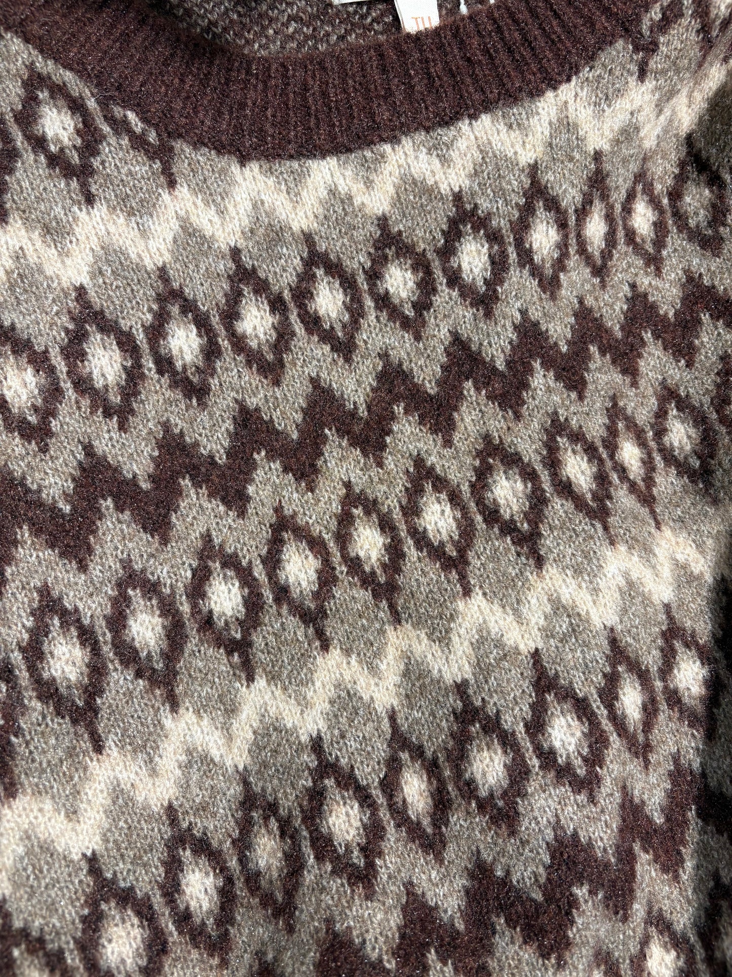 Golden Live Fair Isle trui bruin melange