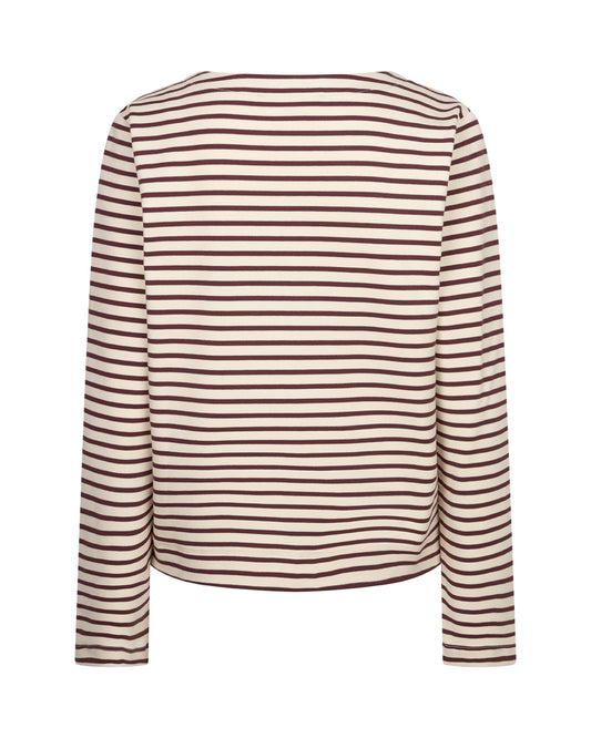 Red Button trui Terry Stripe creme/dark berry