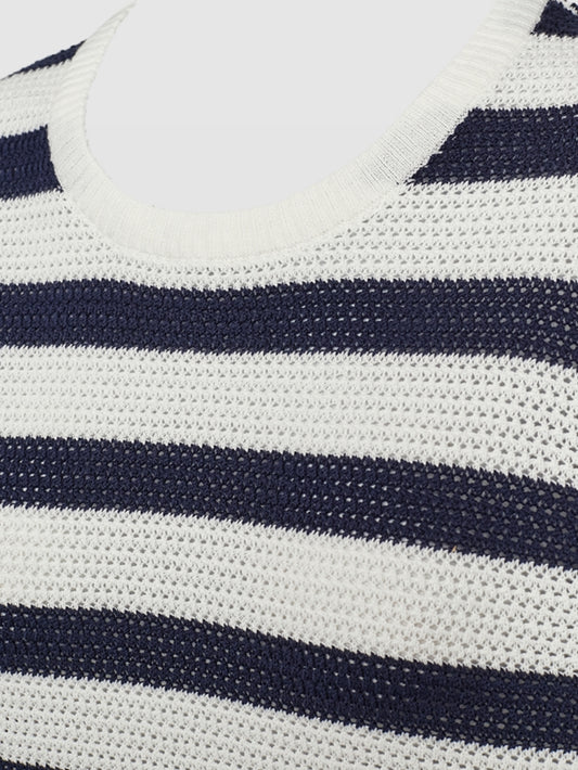 Freequent trui streep Dodo offwhite/navy blazer