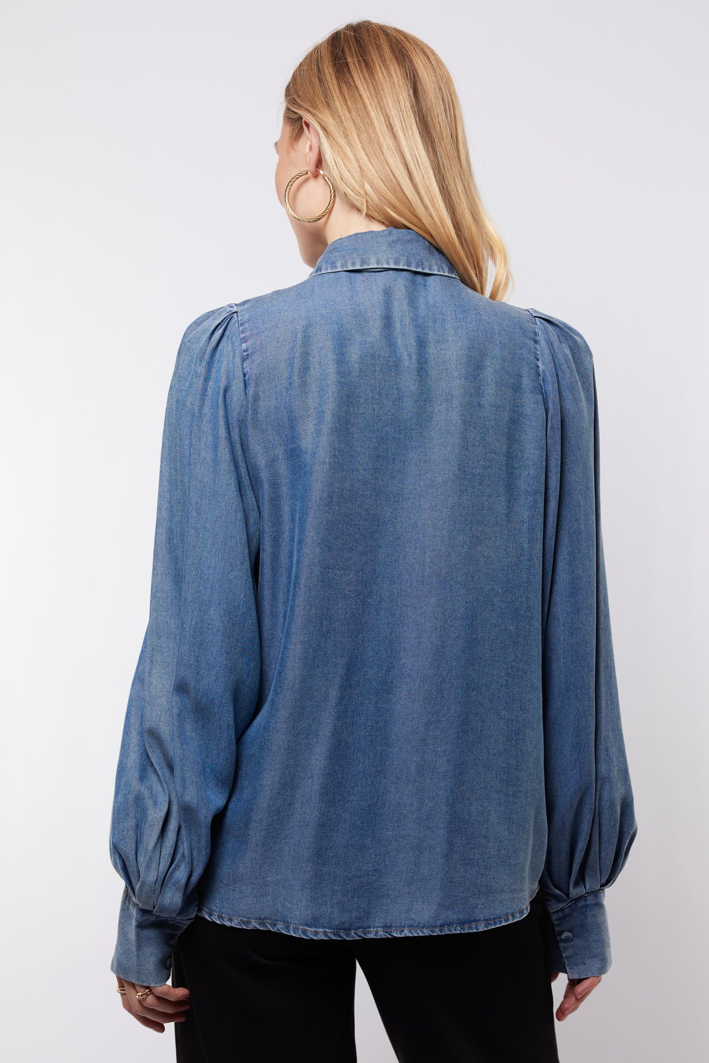 C&S blouse Lisa denim mid blue