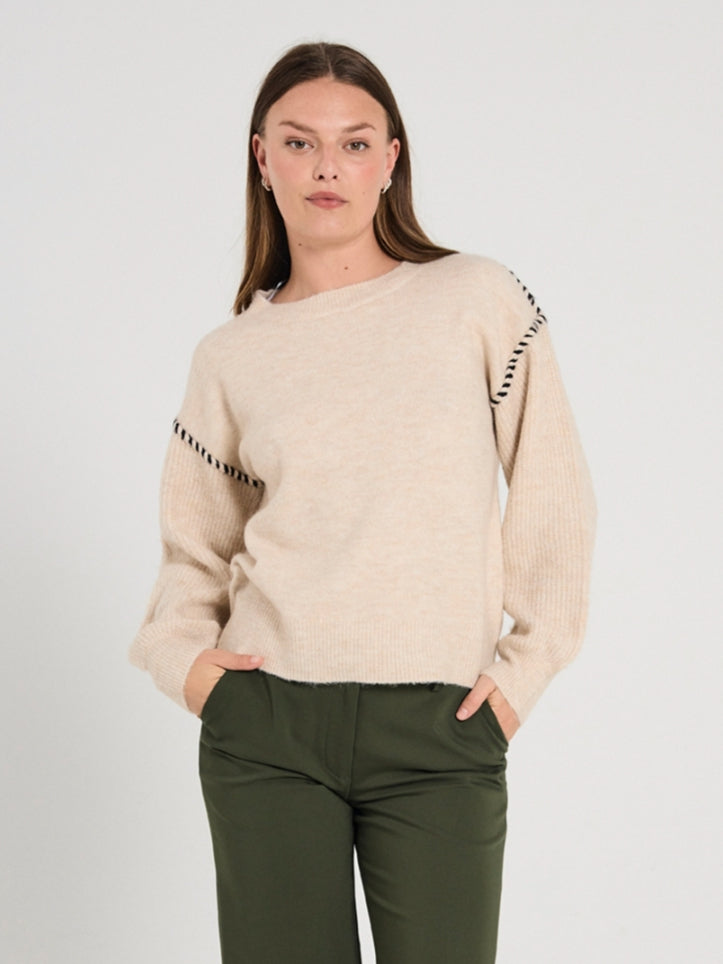Freequent trui Kinlock moonbeam melange/black