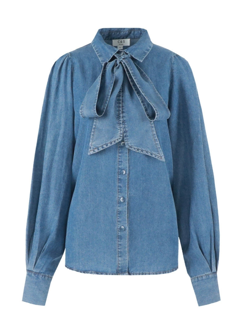 C&S blouse Lisa denim mid blue