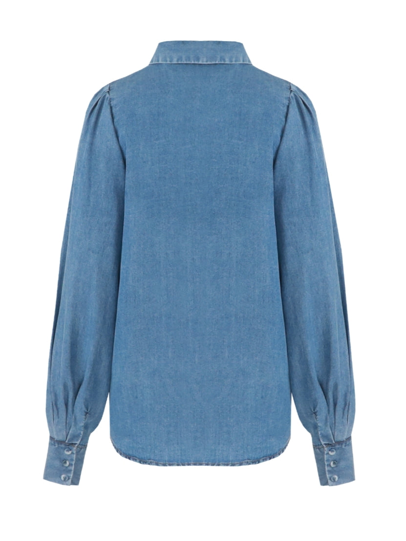 C&S blouse Lisa denim mid blue
