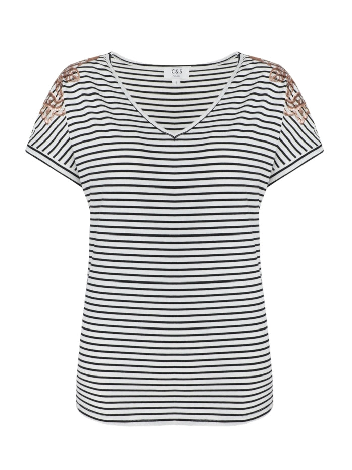 C&S top Versailles offwhite/black