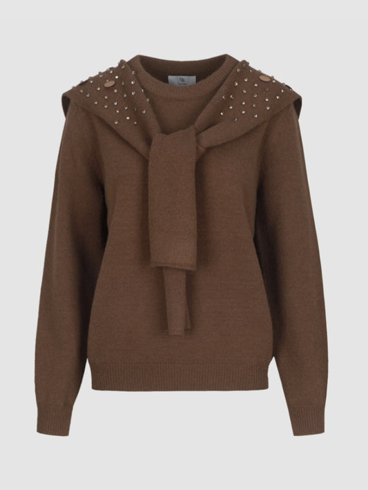 CS The Label trui Kimmie dark walnut