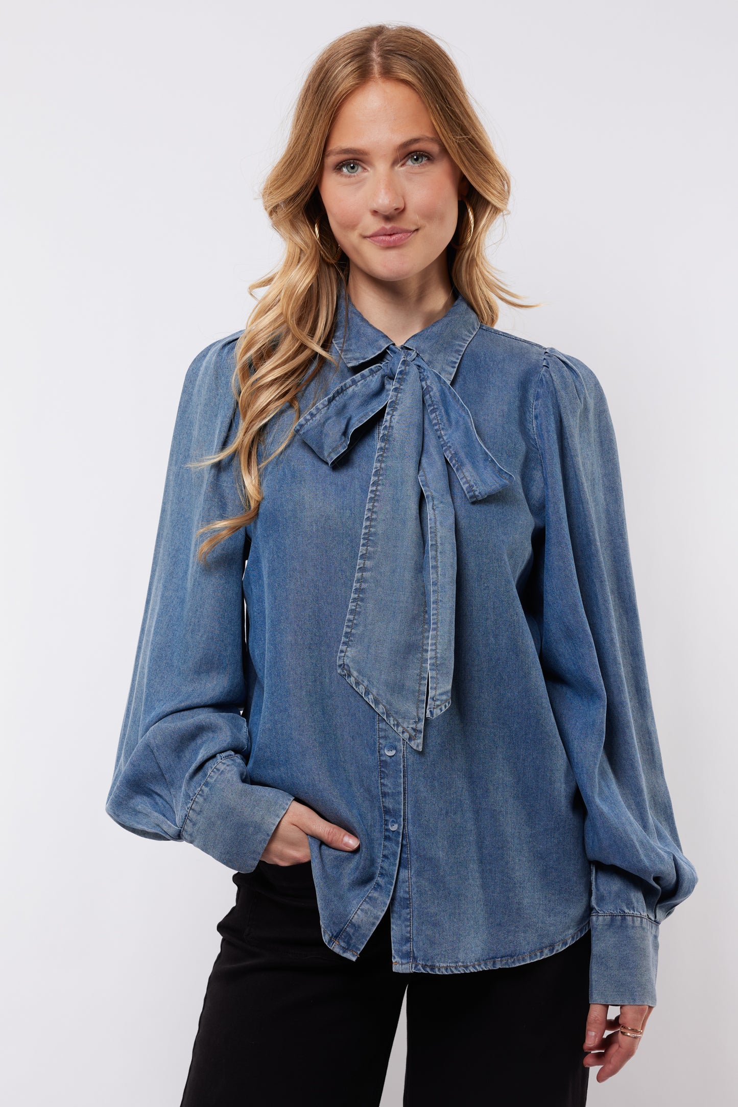 C&S blouse Lisa denim mid blue