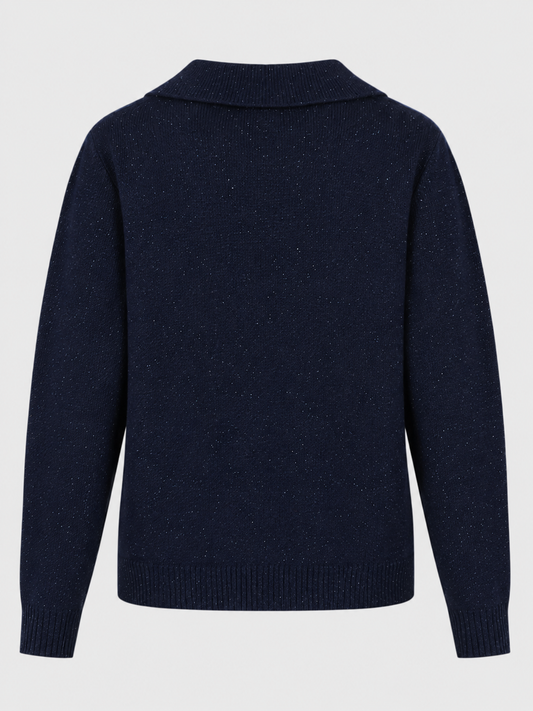 Gebreid vest met opstaande kraag, donkerblauw