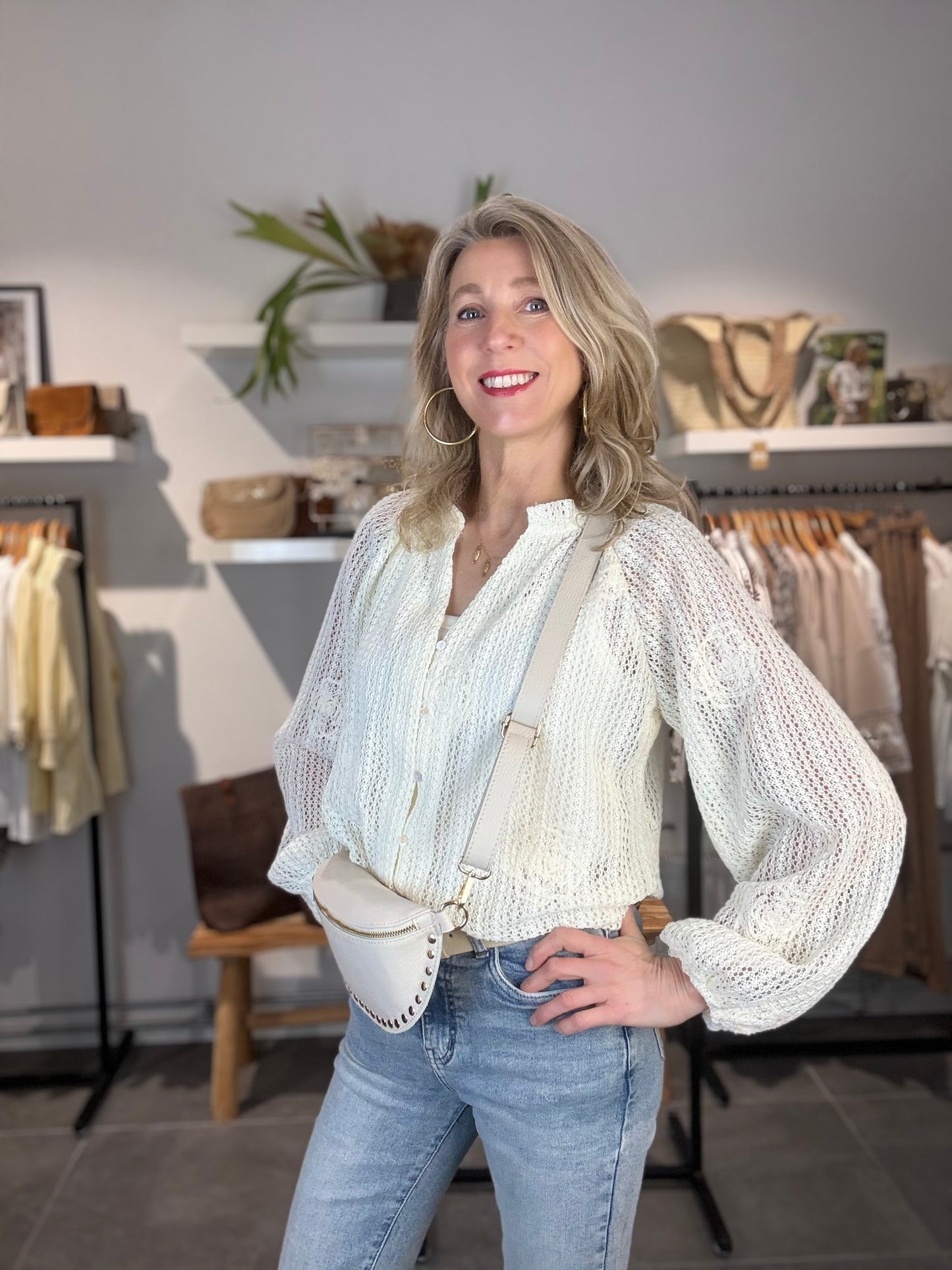 MC Loren gehaakte blouse creme