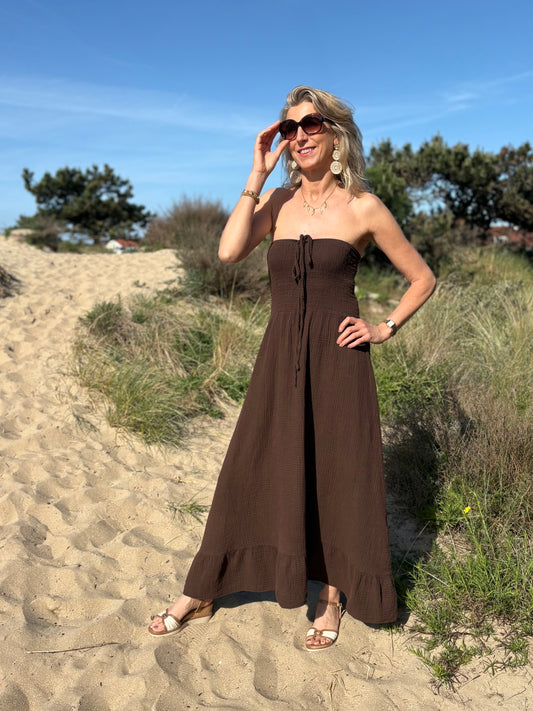 Hailys jurk strapless espresso