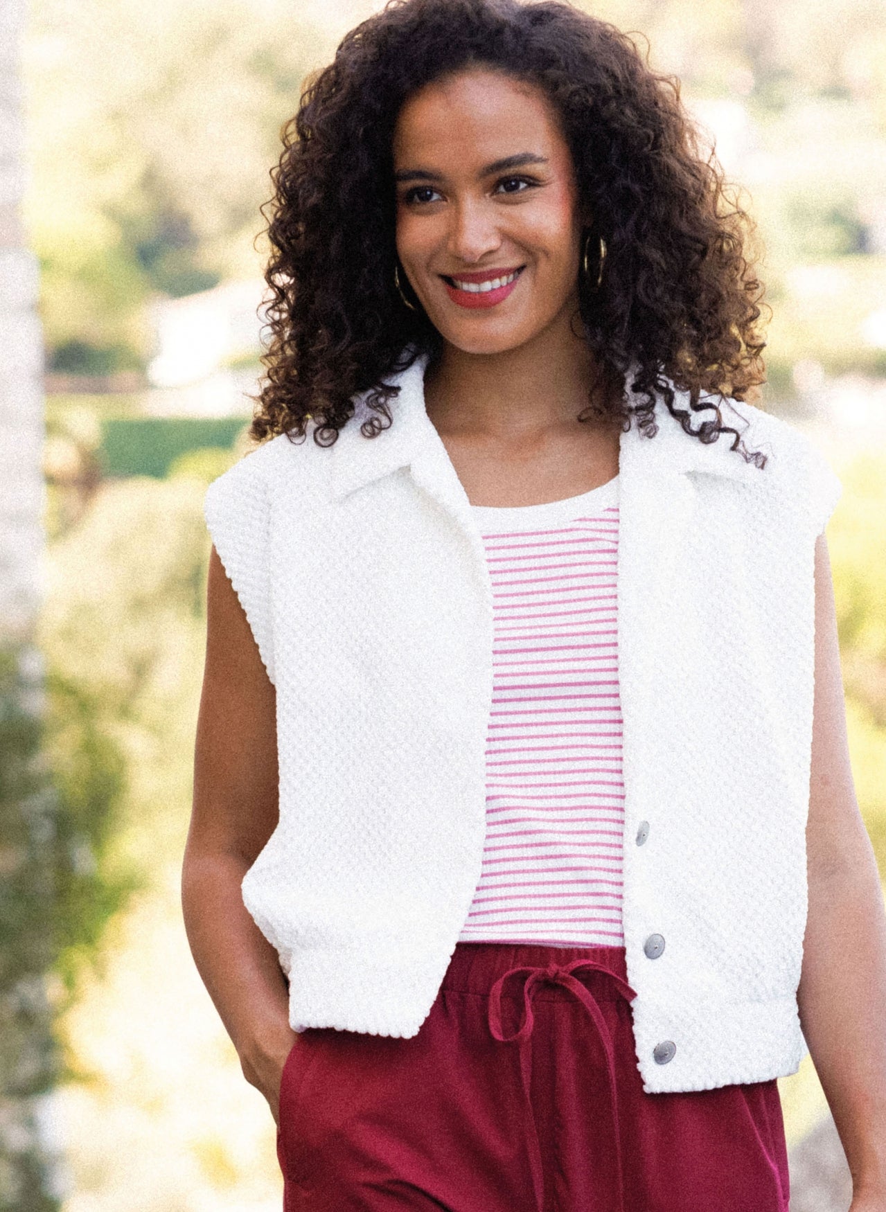 Ivy Beau singlet Graciana white/pink