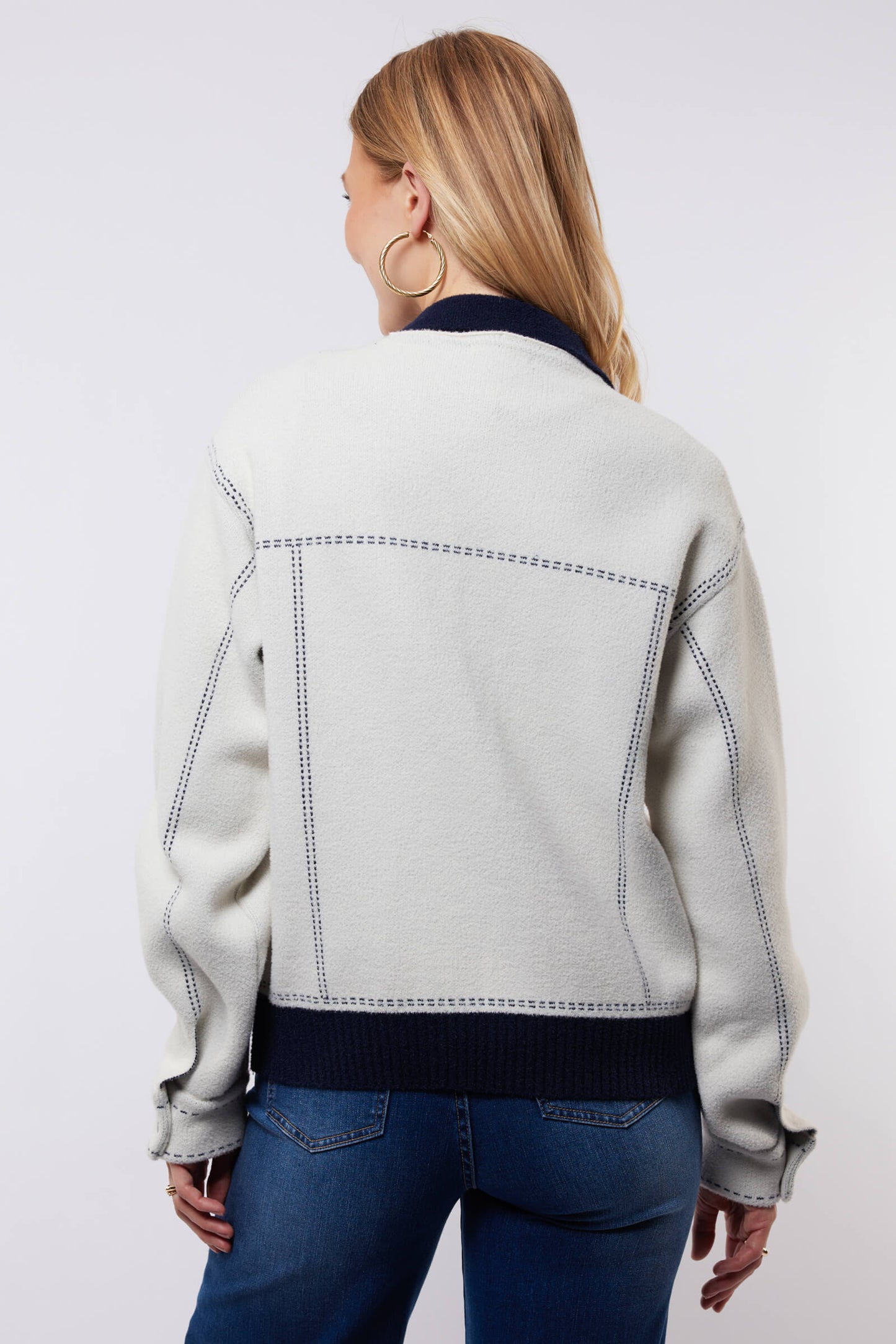 C&S vest Clemence wool white/midnight blue