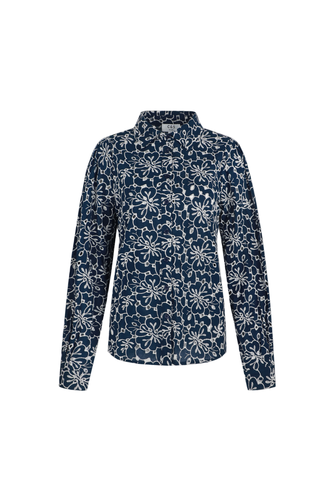 C&S blouse Louisa midnight blue/offwhite