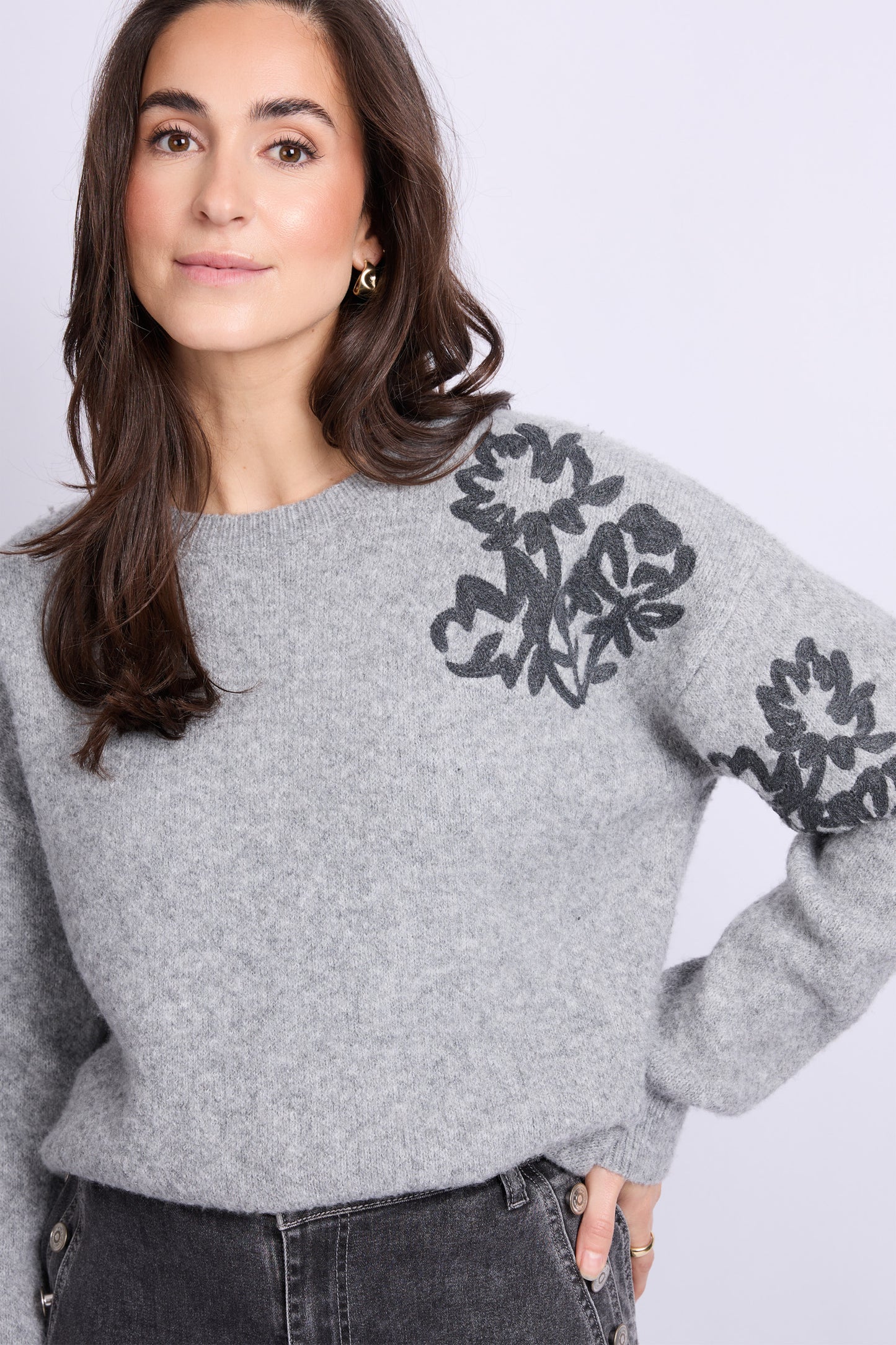 C&S trui Klaartje gray melange