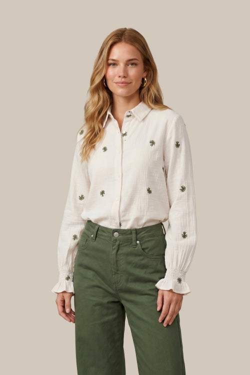 CS The Label blouse Lancy offwhite/dark olive