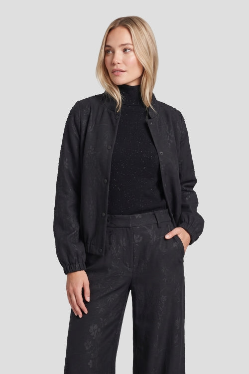 CS The Label jack Jassy zwart met opstaande kraag en knoopsluiting, all-over print