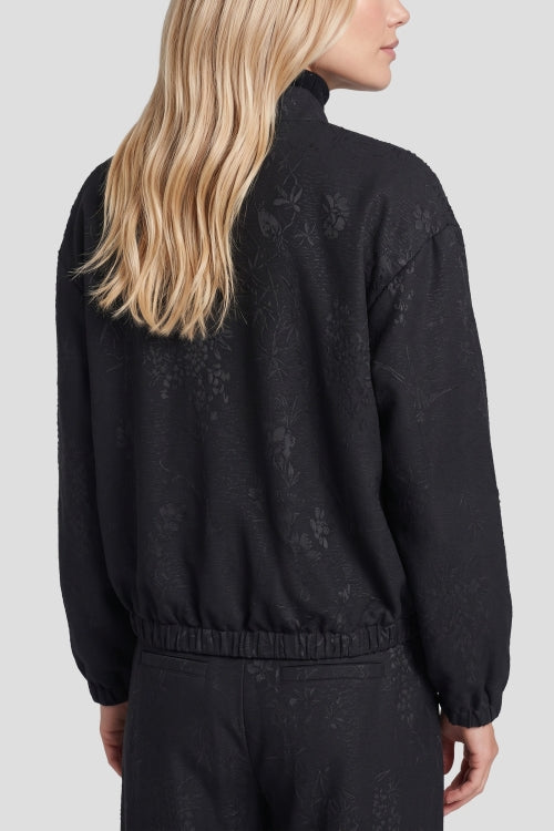 CS The Label jack Jassy zwart, achterkant met opstaande kraag en elastische boord, print