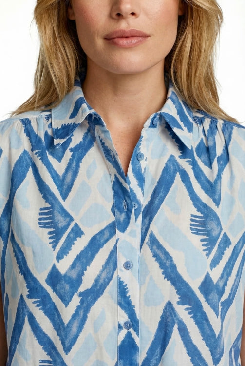 CS The Label blouse Lene sand/cornflower blue