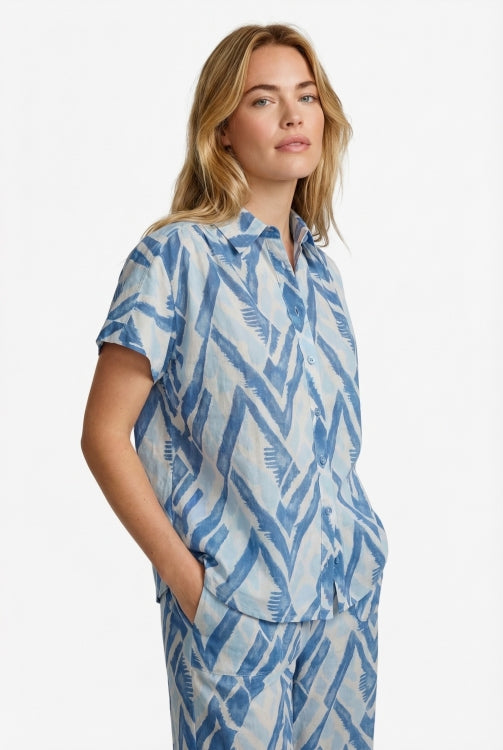 CS The Label blouse Lene sand/cornflower blue