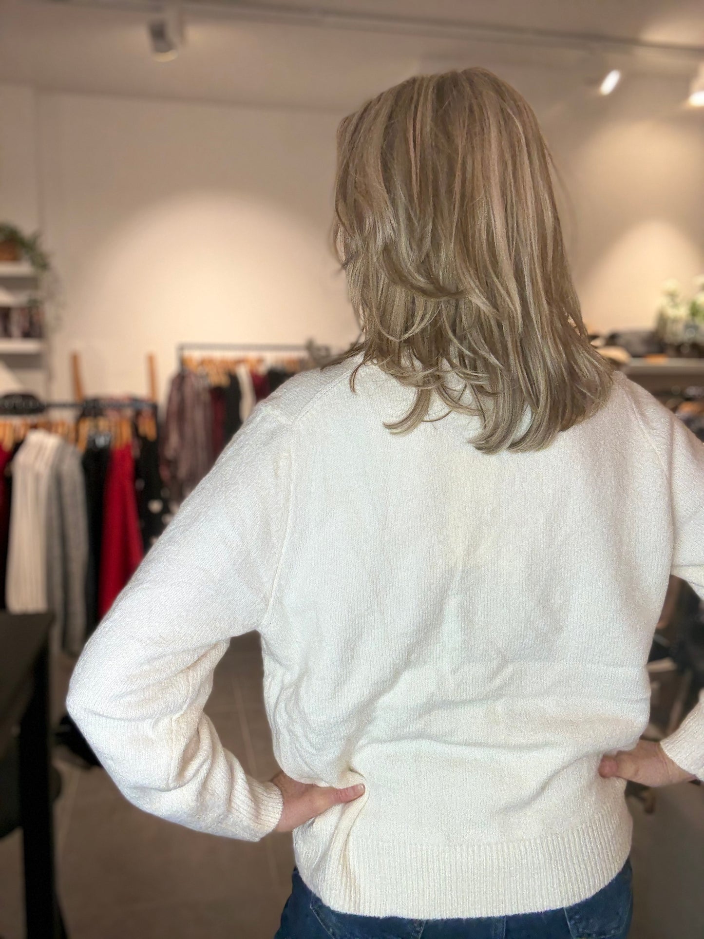 Moocci vest ruit ecru/roze/blauw