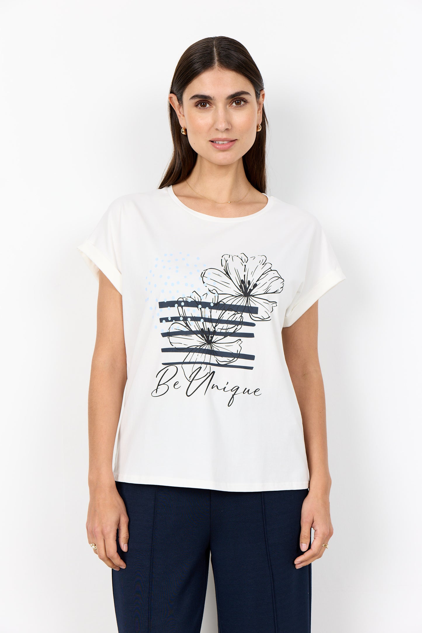 Soyaconcept T-shirt Rina FP 15 offwhite/blauw