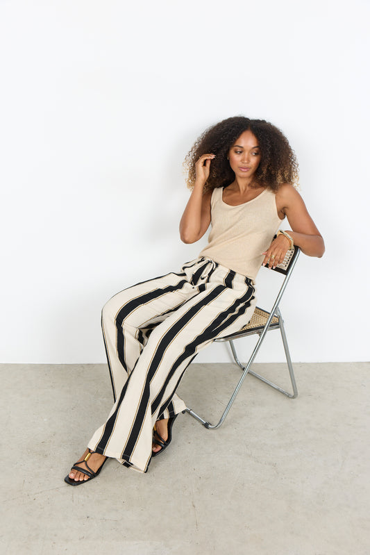 Soyaconcept broek Finja 2 zand/zwart/olijfgroen